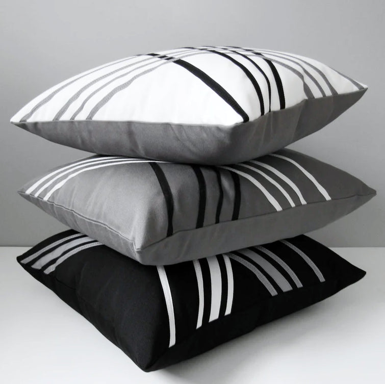 White & Black Sunbrella® Outdoor Pillow Cover, Decorative Cushion Cover
