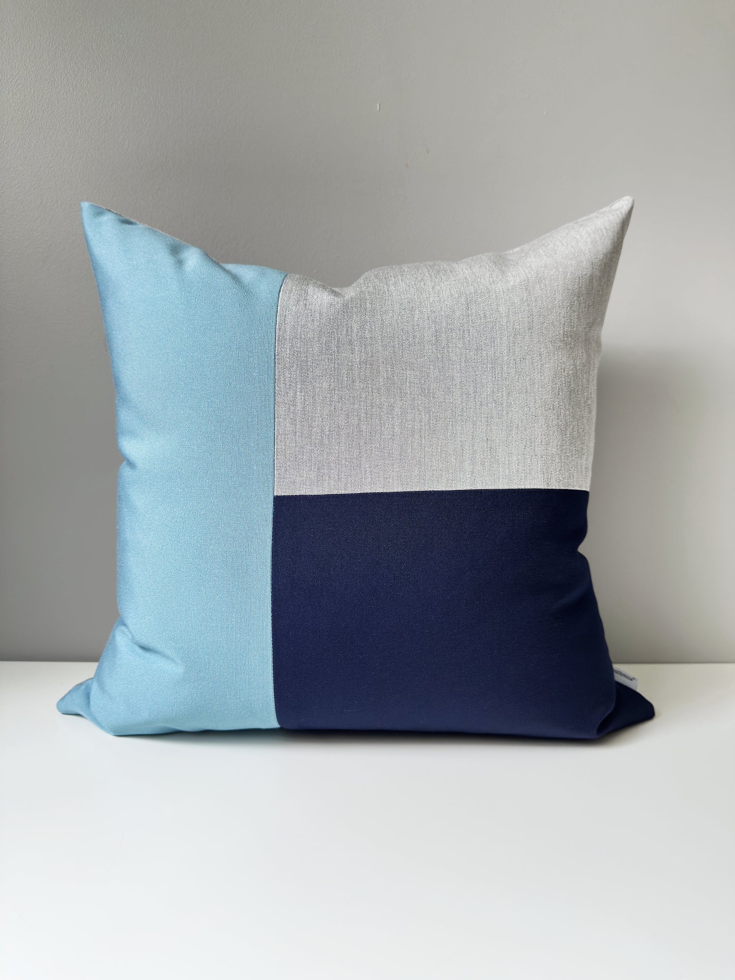 Mineral, Navy Blue & Gray Sunbrella® Outdoor Pillow Cover in Modern Color-Block