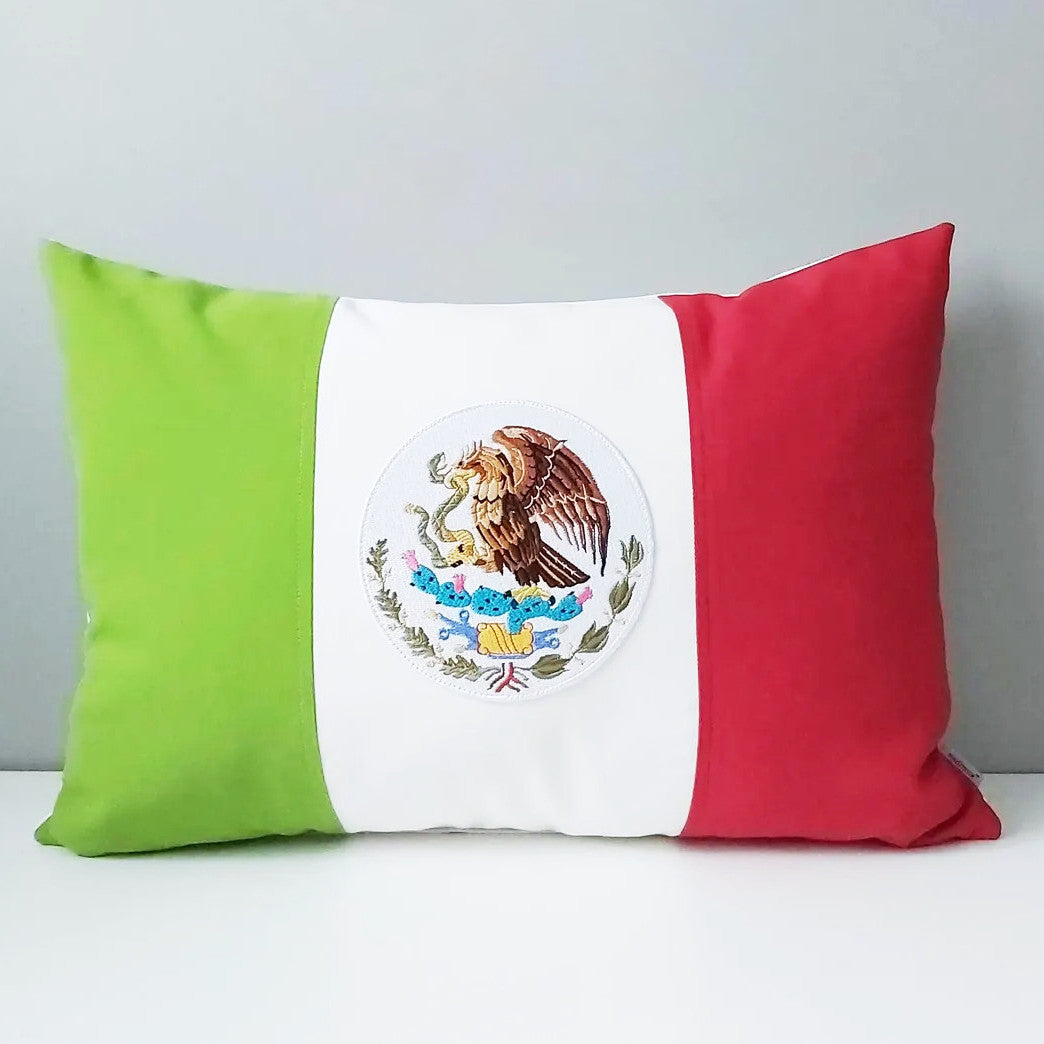 Decorative Mexico Flag Pillow Cover, Mexican Sunbrella® Cushions