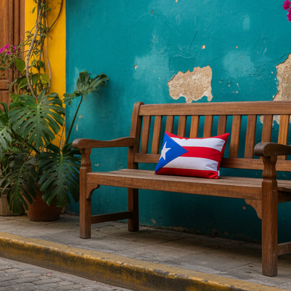 Puerto Rico Flag Outdoor Sunbrella® Pillow Cover, Boricuas Cushion