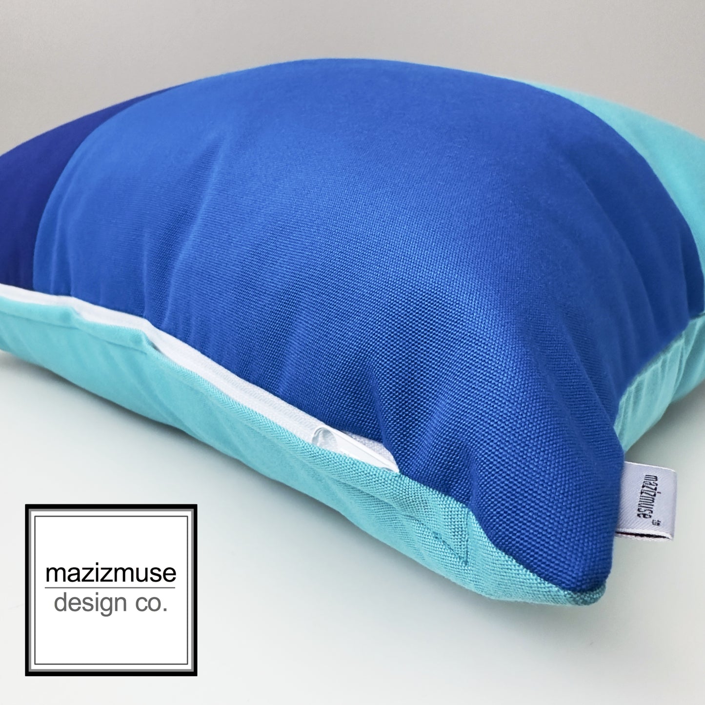Aruba Turquoise & Blue Sunbrella® Outdoor Pillow Cover in Modern Color-Block