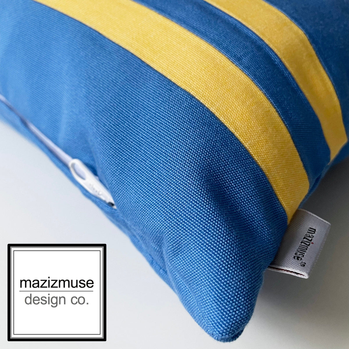 Aruba flag pillow with zippered closure.  Sewn in sunbrella performance fabric for unrivalled fade and stain resistance.