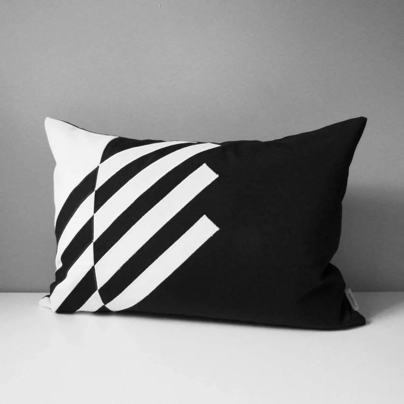 Decorative Black & White Sunbrella Outdoor Pillow Cover, Geometric Cushions