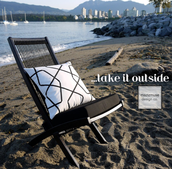 Black & Taupe Outdoor Sunbrella® Pillow Cover, Geometric Cushion Cover