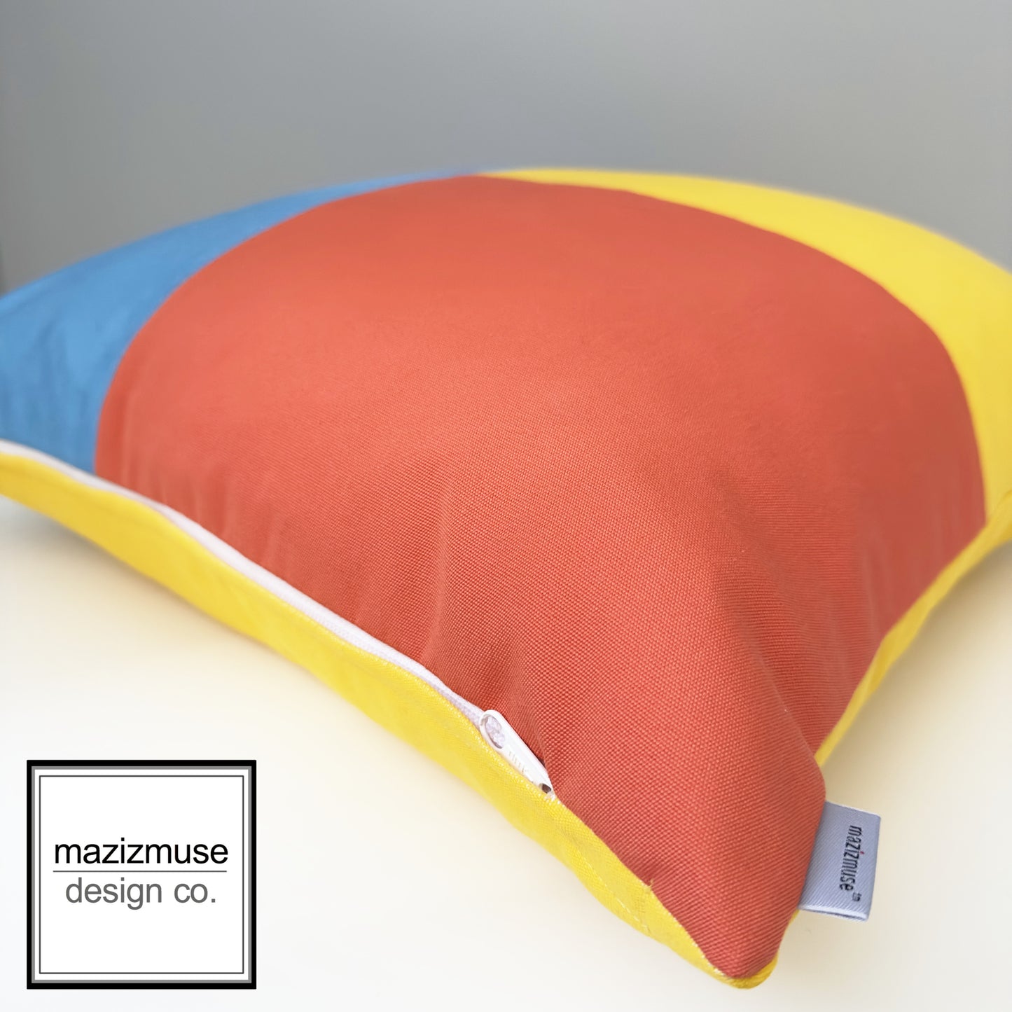Colorful Sunbrella® Outdoor Pillow Cover in Modern Color-Block Design