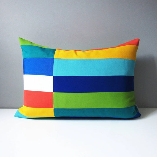 Modern Color Block Sunbrella Outdoor Pillow Cover, Venice Beach Colors
