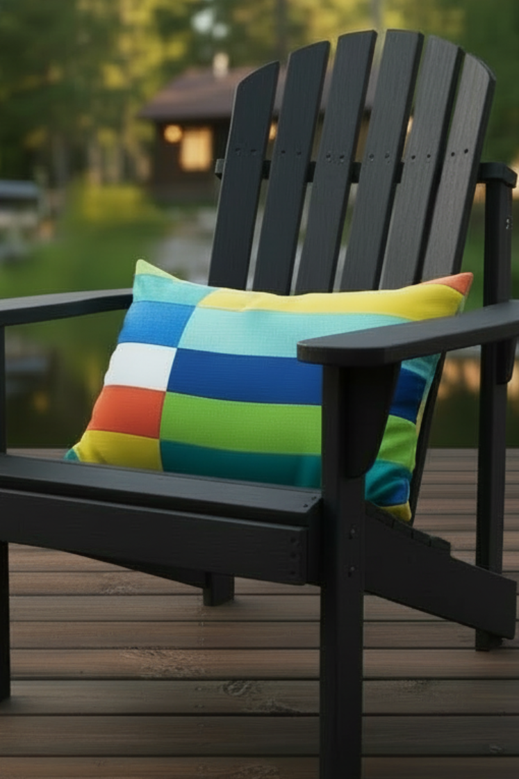 Modern Color Block Sunbrella Outdoor Pillow Cover, Venice Beach Colors