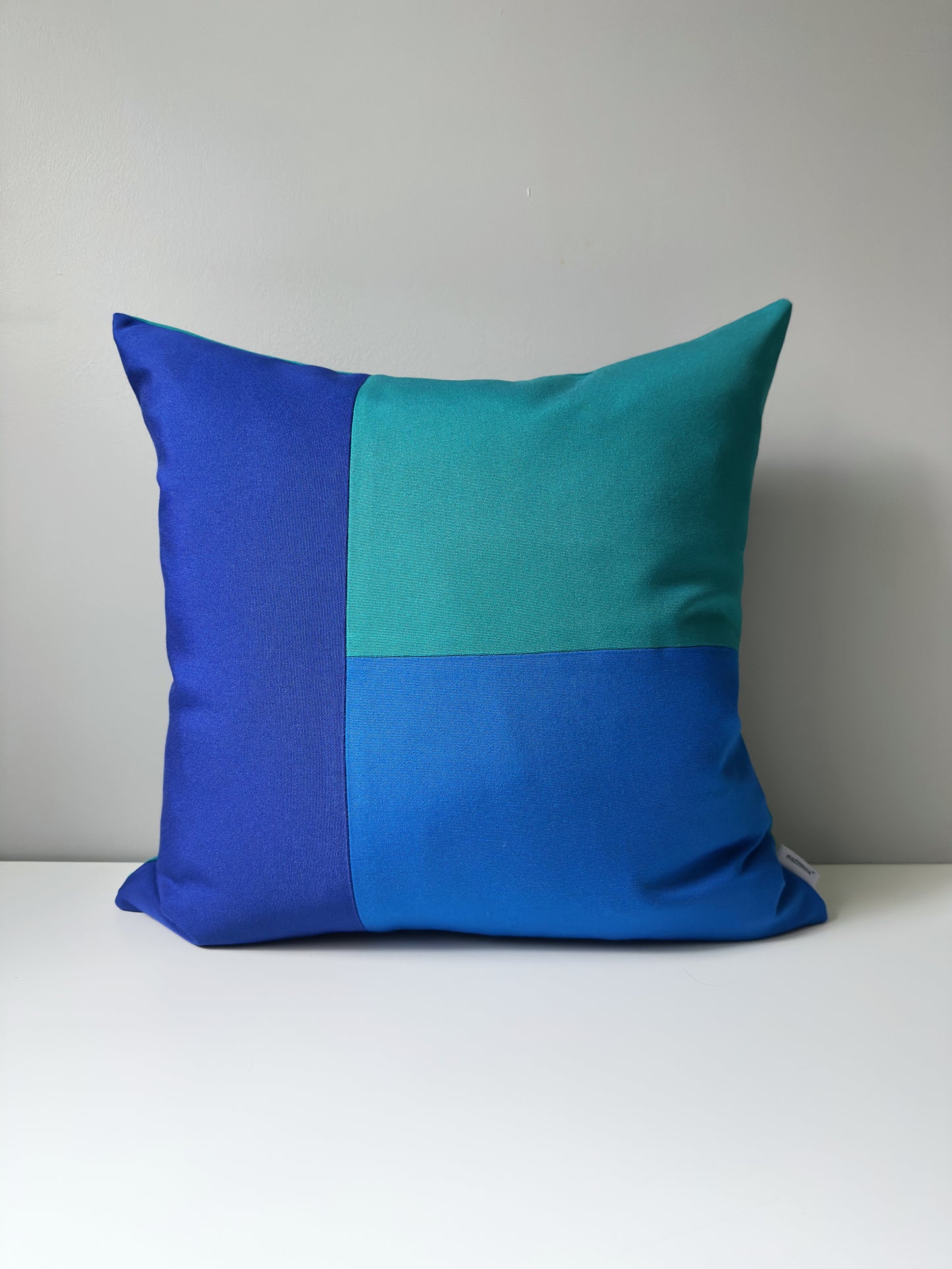 Teal & Blue Sunbrella® Outdoor Pillow Cover in Modern Color-Block