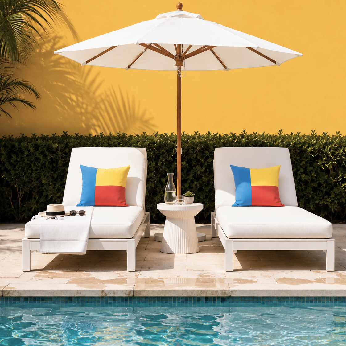 Colorful Sunbrella® Outdoor Pillow Cover in Modern Color-Block Design