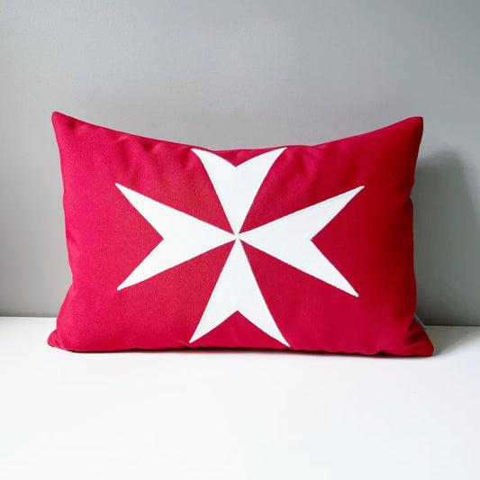 Maltese Flag Pillow Cover, Malta Civic Ensign Outdoor Sunbrella® Cushion Cover