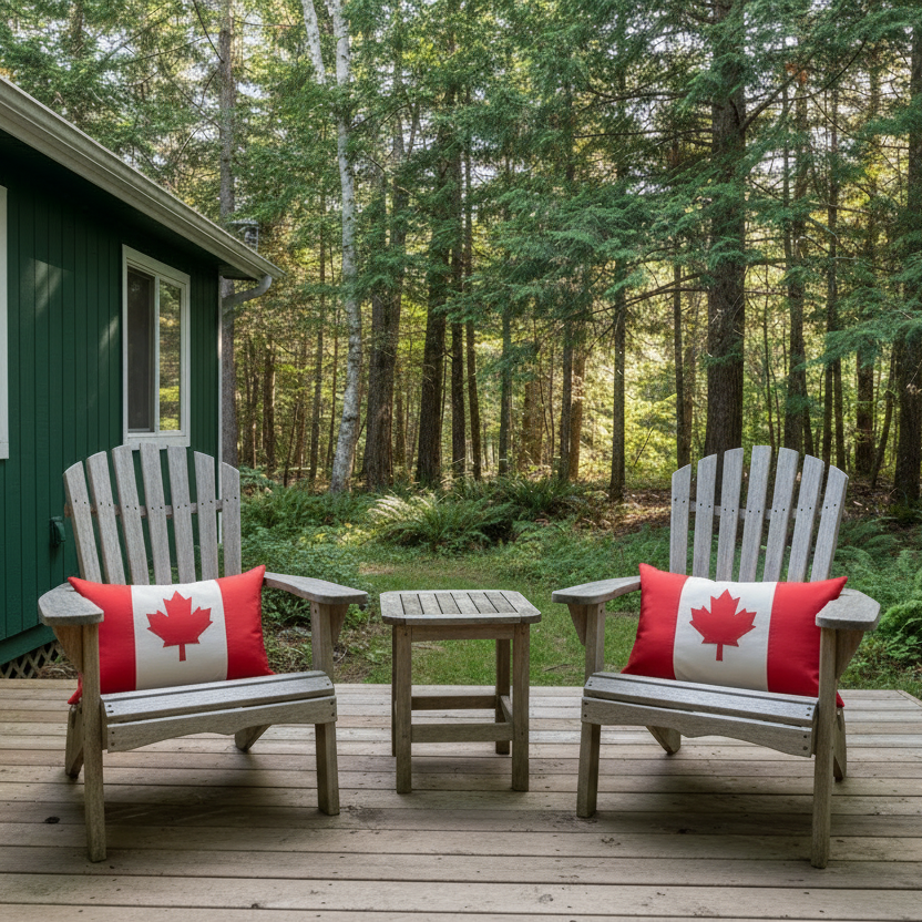 Canada Flag Pillow Cover, Maple Leaf Outdoor Sunbrella® Cushion Cover