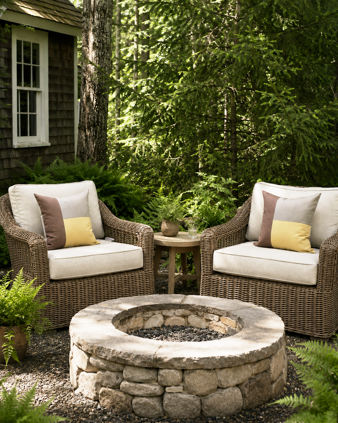Taupe, Gold & Brown Sunbrella® Outdoor Pillow Cover in Modern Color-Block