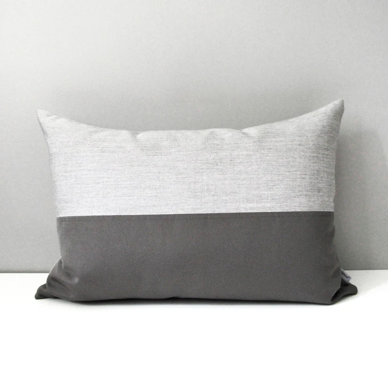 Light & Dark Grey Sunbrella® Outdoor Pillow Cushion Cover