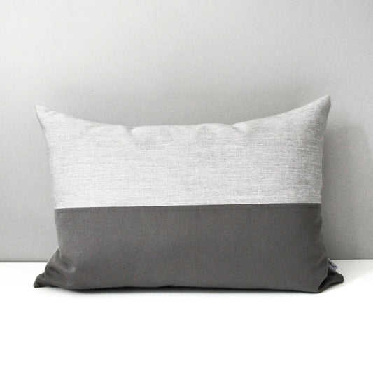 Light & Dark Grey Sunbrella® Outdoor Pillow Cushion Cover