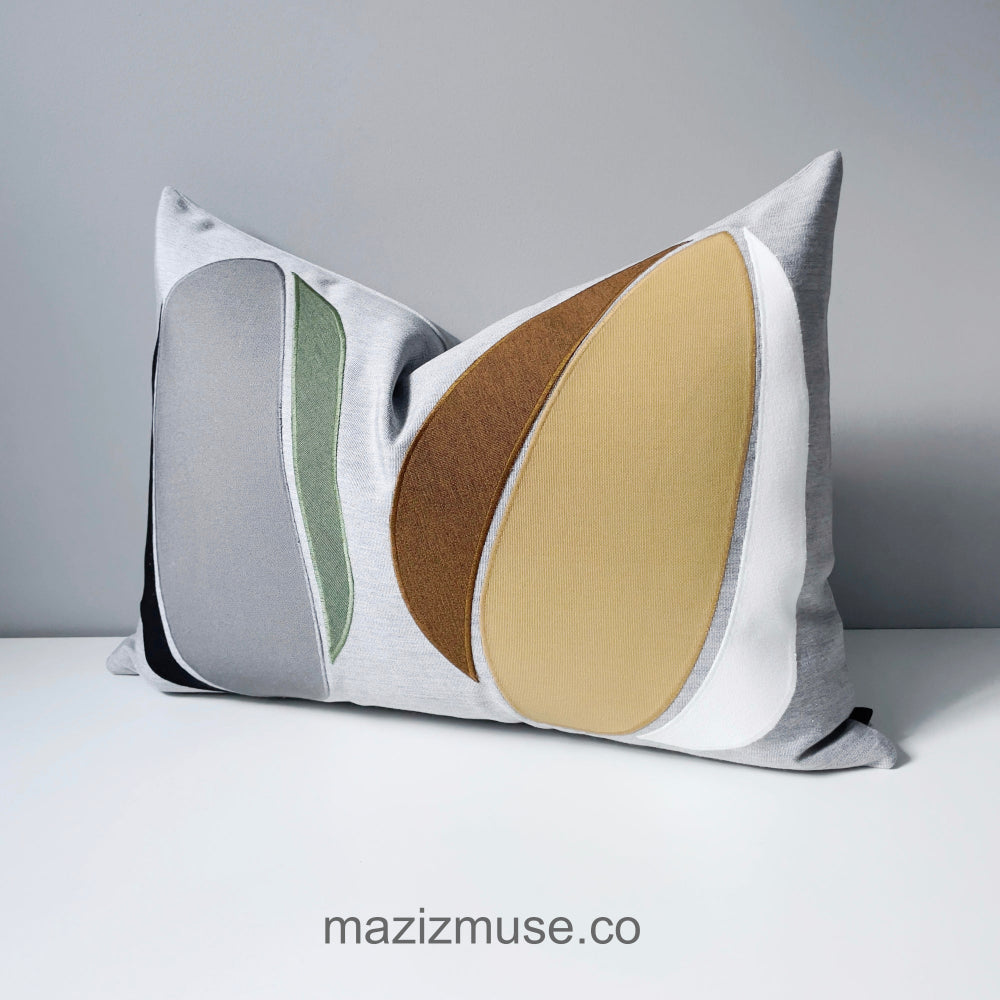 Abstract Art Outdoor Sunbrella Cushion, Modern Grey Pillow