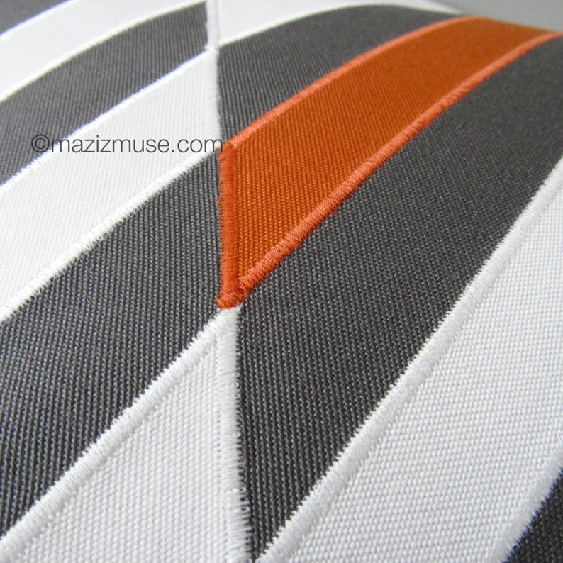 Grey & Tuscan Orange Sunbrella® Outdoor Pillow Cover, Geometric Cushions