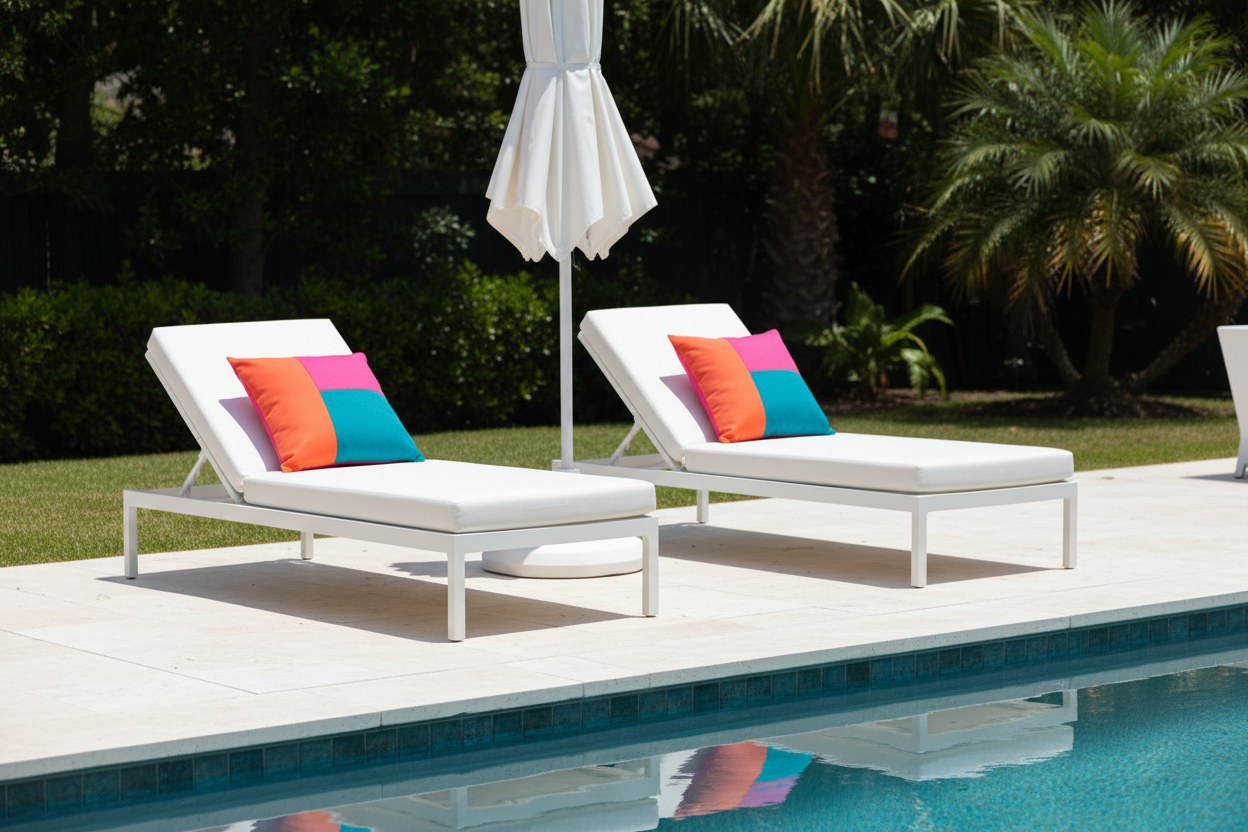 Hot Pink & Melon Orange Sunbrella® Outdoor Pillow Cover in Modern Color-Block