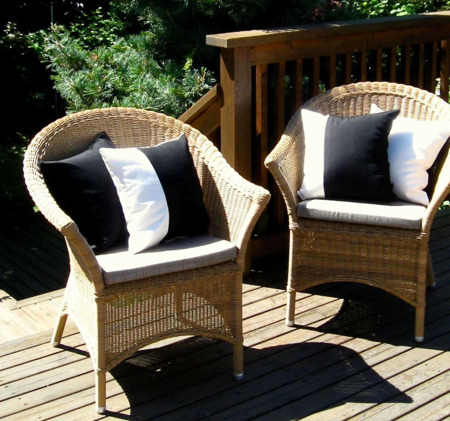Sunflower Yellow & White Outdoor Pillow Cover, Modern Sunbrella® Cushion Cover