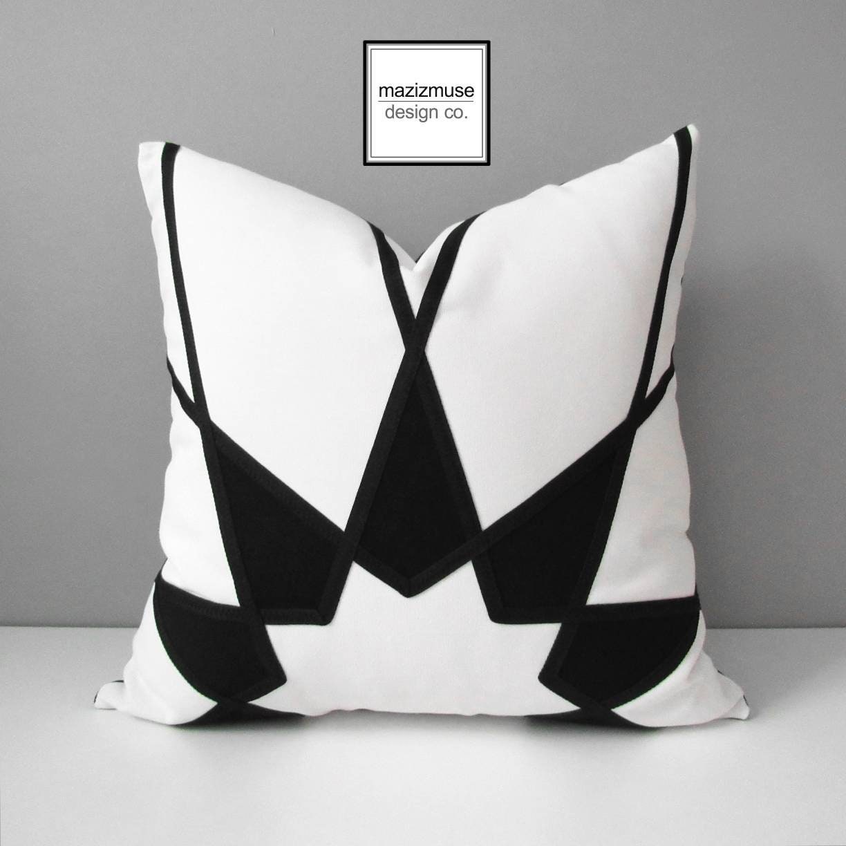 Geometric Grey & Orange Outdoor Sunbrella® Pillow Cover with Mandala