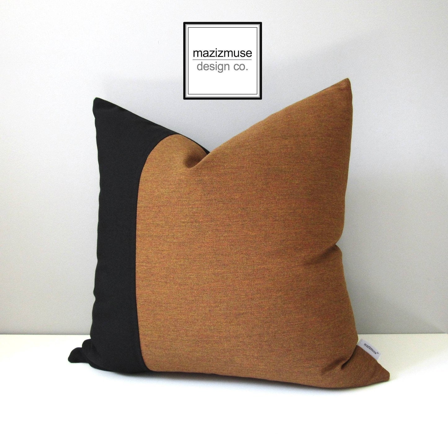 Modern Teak Sunbrella® Outdoor Pillow Cover, Cognac Brown Cushion Cover