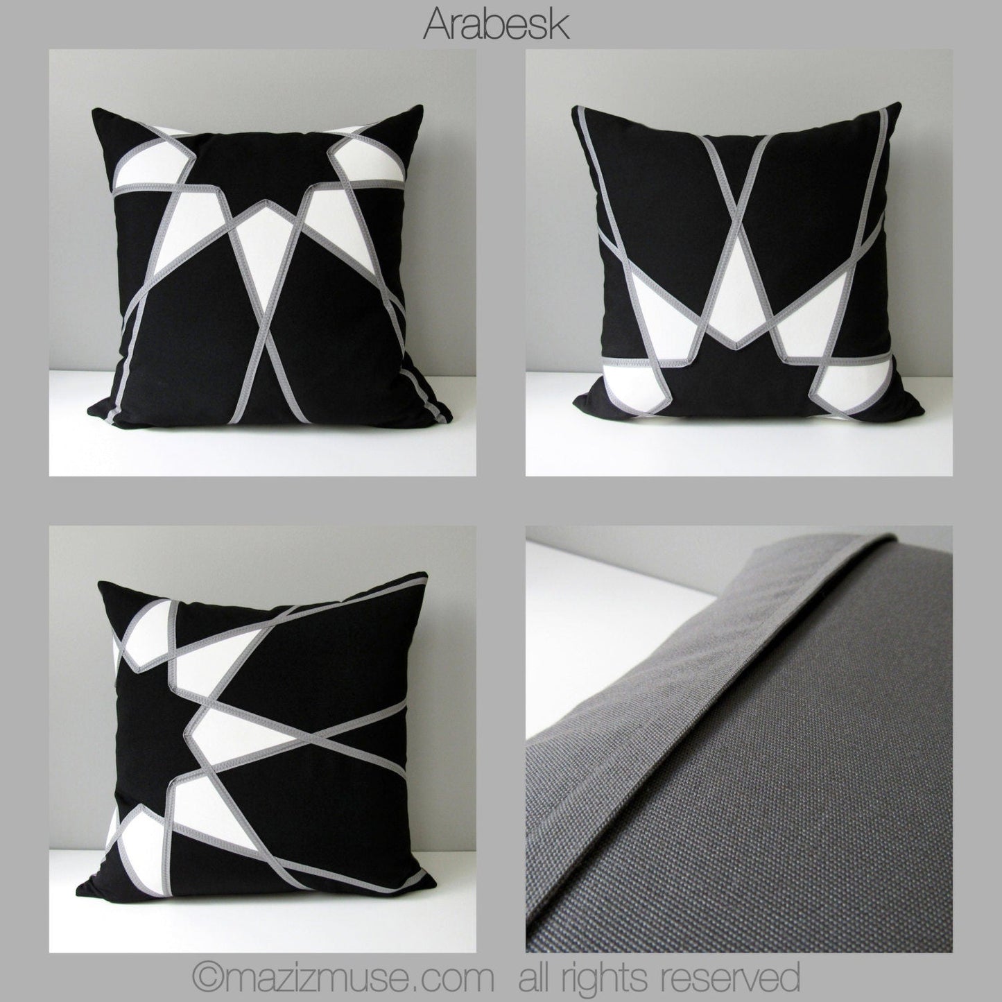 Geometric Grey & Orange Outdoor Sunbrella® Pillow Cover with Mandala