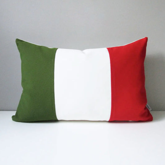 Italy Flag Pillow Cover, Italian Sunbrella® Outdoor Cushion Cover