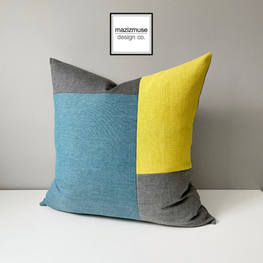 PAIR of Colorful Sunbrella® Outdoor Pillow Covers, Lagoon & Citrus Cushions