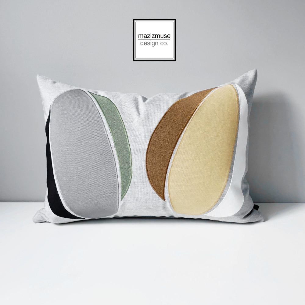 Abstract Art Outdoor Sunbrella Cushion, Modern Grey Pillow