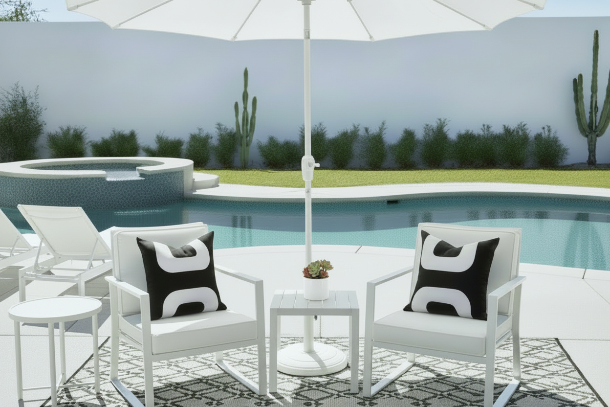 Black & White Sunbrella Outdoor Pillow Cover, Mid Century Modern Cushion