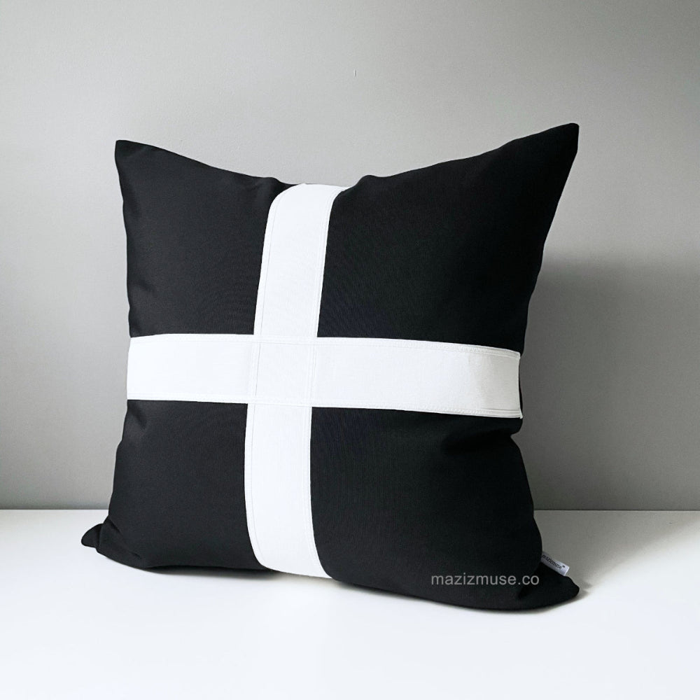 Black & White Cornish Flag Pillow Cover, Outdoor Sunbrella® Cushion Cover