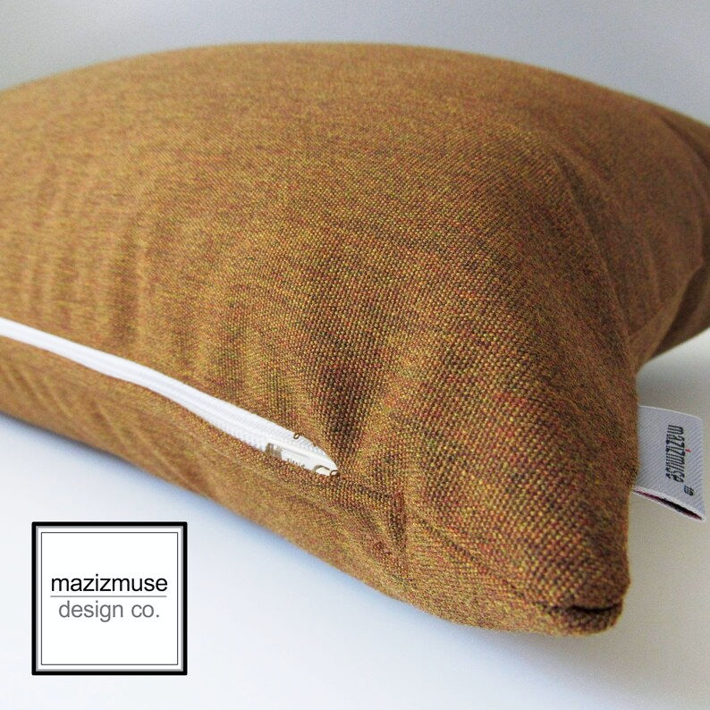 Modern Teak Sunbrella® Outdoor Pillow Cover, Cognac Brown Cushion Cover
