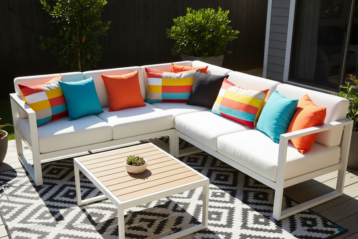Modern Color Block Sunbrella Outdoor Pillow Cover in Kitsilano Colors