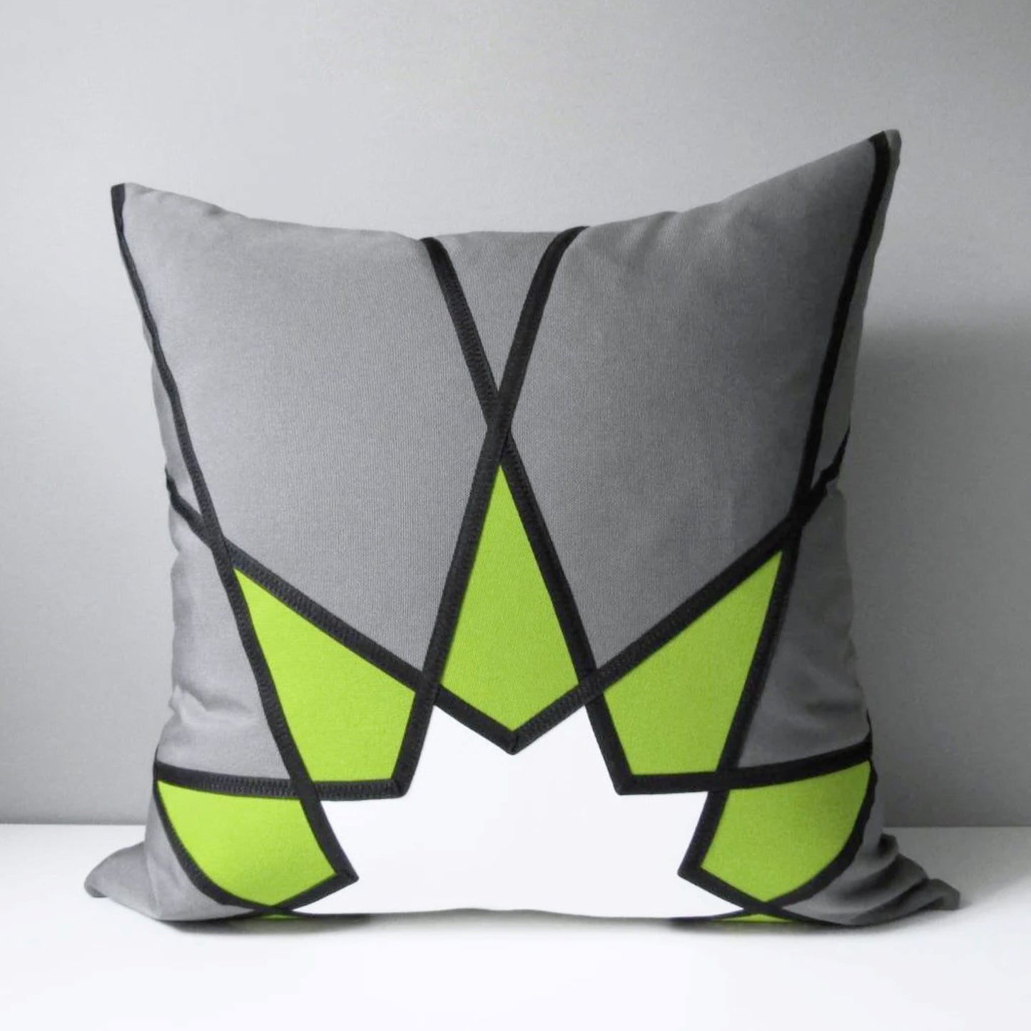 Geometric Grey & Lime Green Outdoor Sunbrella Pillow Cover