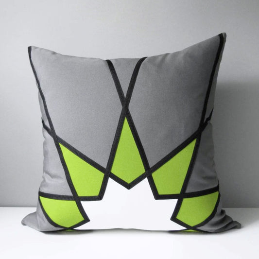 Geometric Grey & Lime Green Outdoor Sunbrella Pillow Cover