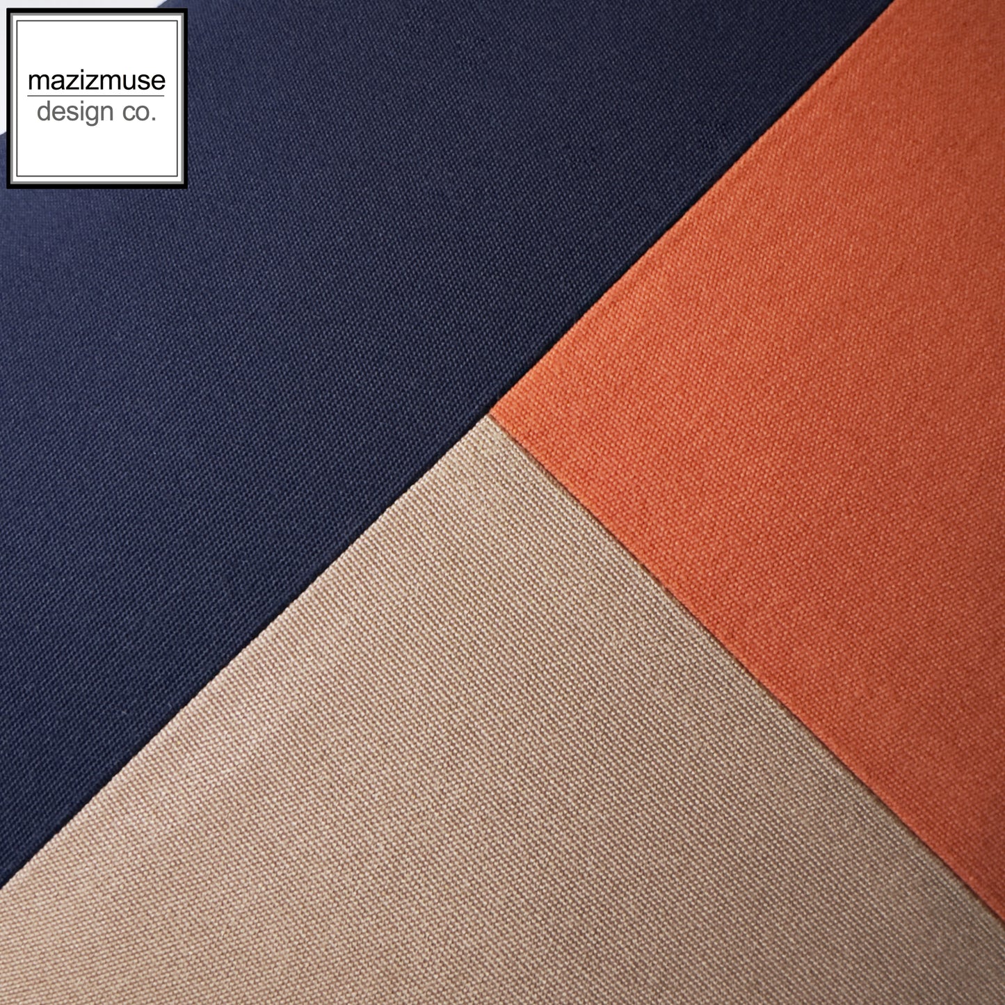 Masculine Sunbrella® Outdoor Pillow Cover in Navy Blue & Rust, Modern Color-Block