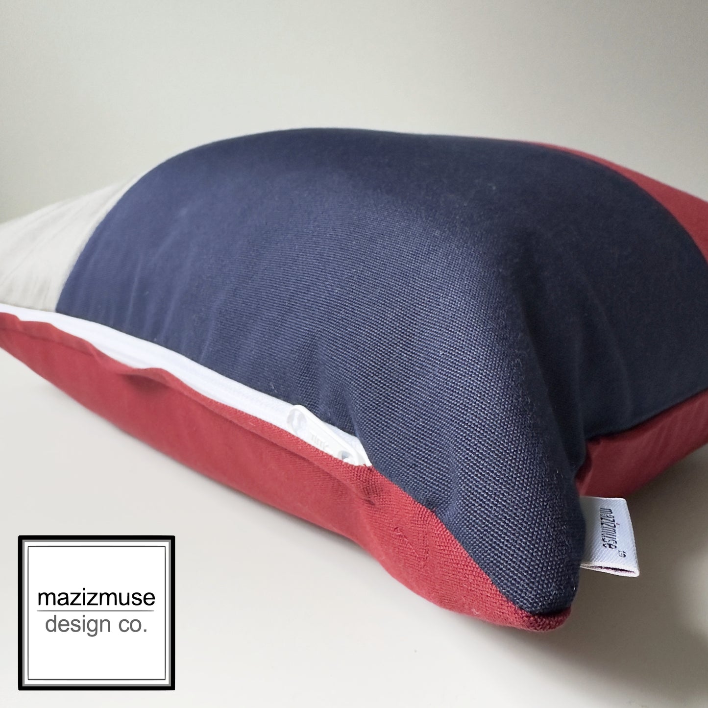 Modern Burgundy, Navy Blue Sunbrella® Outdoor Pillow Cover