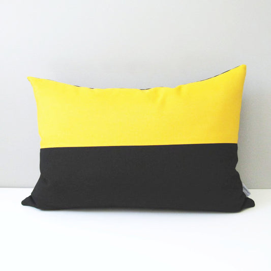 Modern Black & Yellow Outdoor Pillow Cover, Decorative Sunbrella Cushion Cover