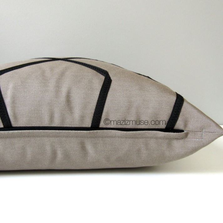Black & Taupe Outdoor Sunbrella® Pillow Cover, Geometric Cushion Cover