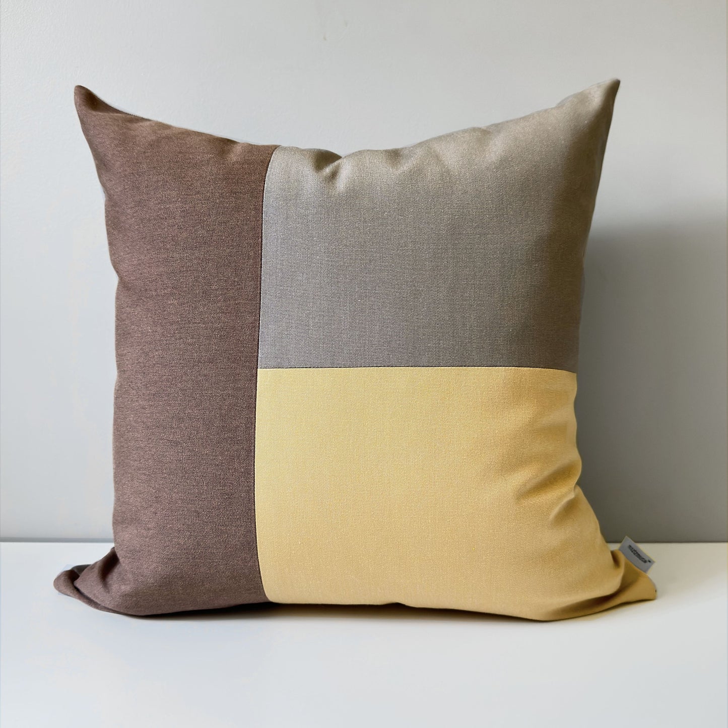 Taupe, Gold & Brown Sunbrella® Outdoor Pillow Cover in Modern Color-Block