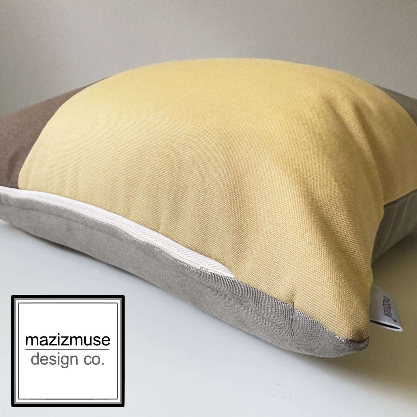 Taupe, Gold & Brown Sunbrella® Outdoor Pillow Cover in Modern Color-Block