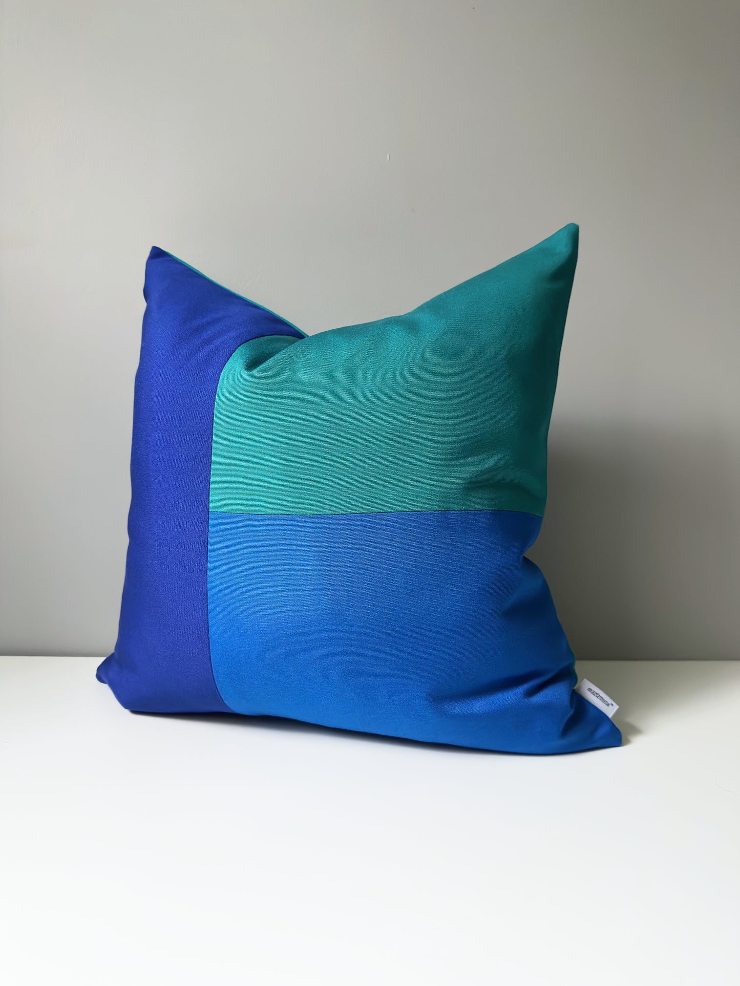 Teal & Blue Sunbrella® Outdoor Pillow Cover in Modern Color-Block