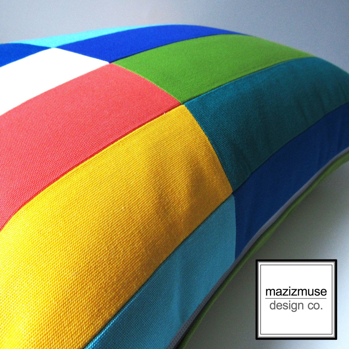 Modern Color Block Sunbrella Outdoor Pillow Cover, Venice Beach Colors
