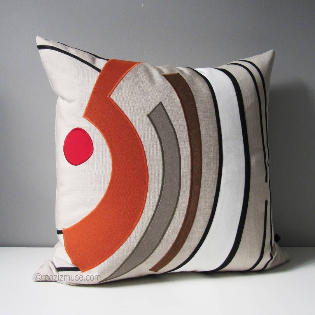 Decorative Abstract Sunbrella® Pillow, Mid Century Modern Outdoor Cushion
