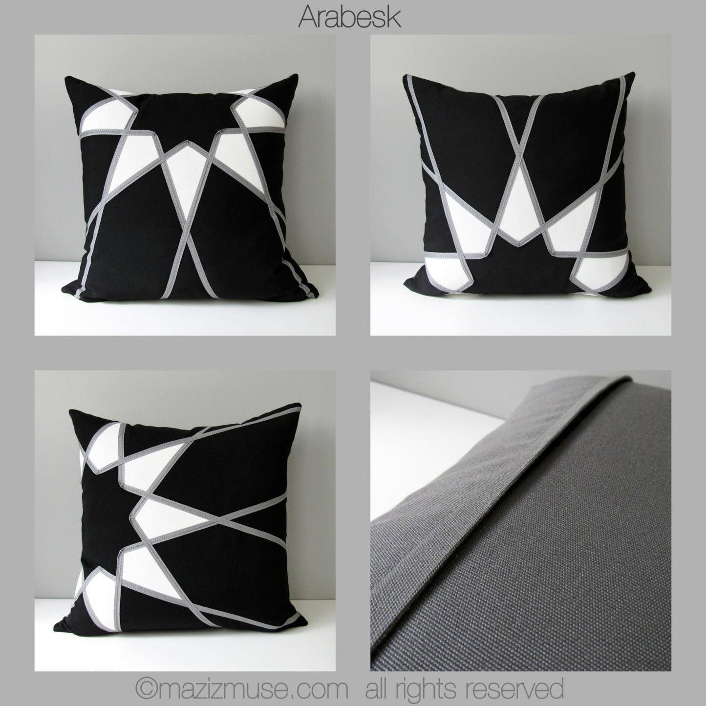Modern Grey & True Blue Sunbrella Outdoor Pillow Cover, Geometric Cushions