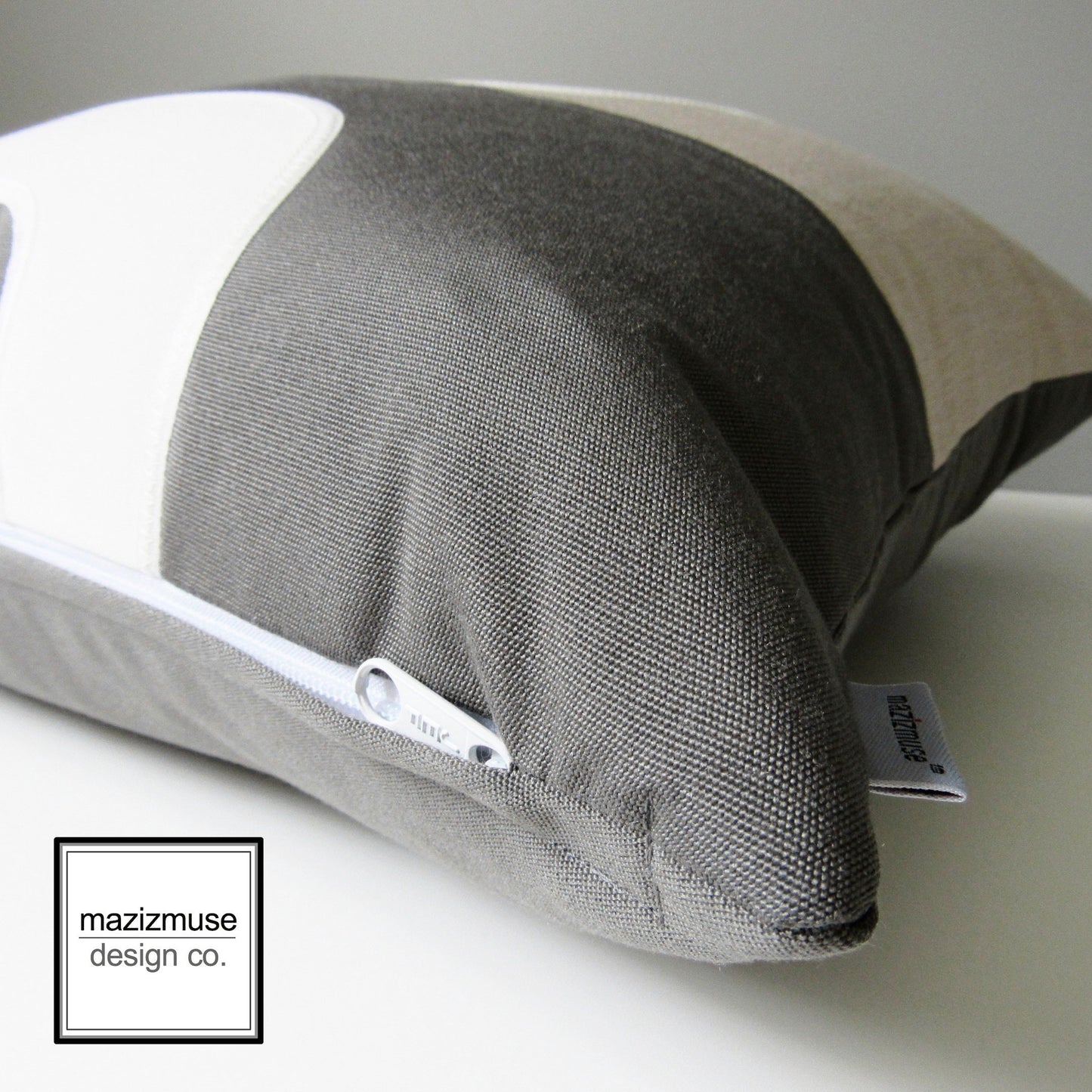 grey outdoor sunbrella pillow cushion with zipper
