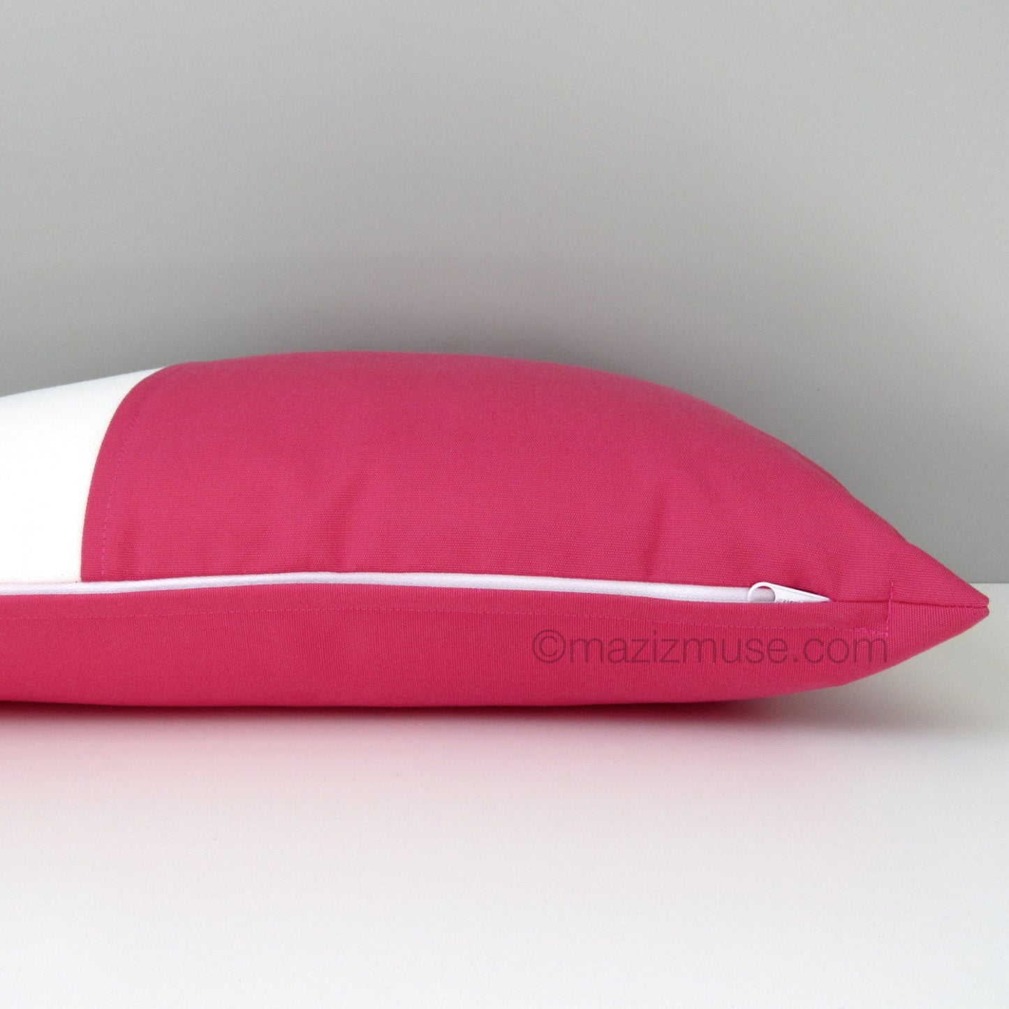 Decorative Hot Pink & White Sunbrella® Outdoor Pillow Cover, Modern Cushion Cover