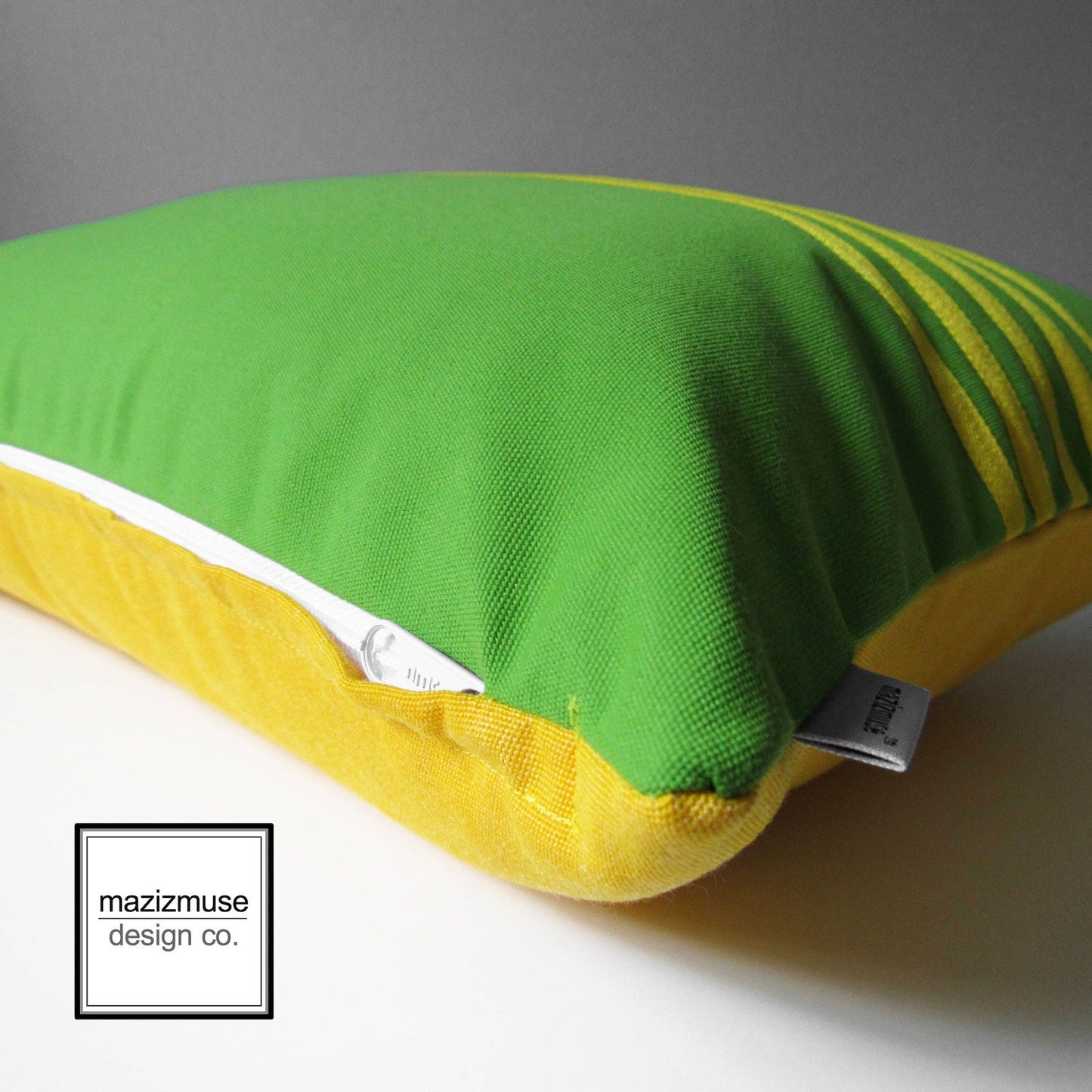 Lime Green & Yellow Sunbrella Outdoor Pillow Cover, Modern Striped Cushion Cover