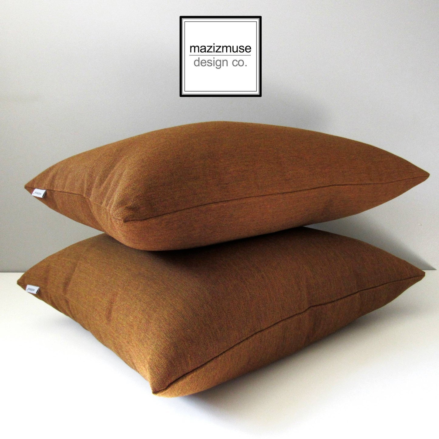 Modern Black & Teak Sunbrella® Outdoor Pillow Cover, Colorblock Cushion Cover