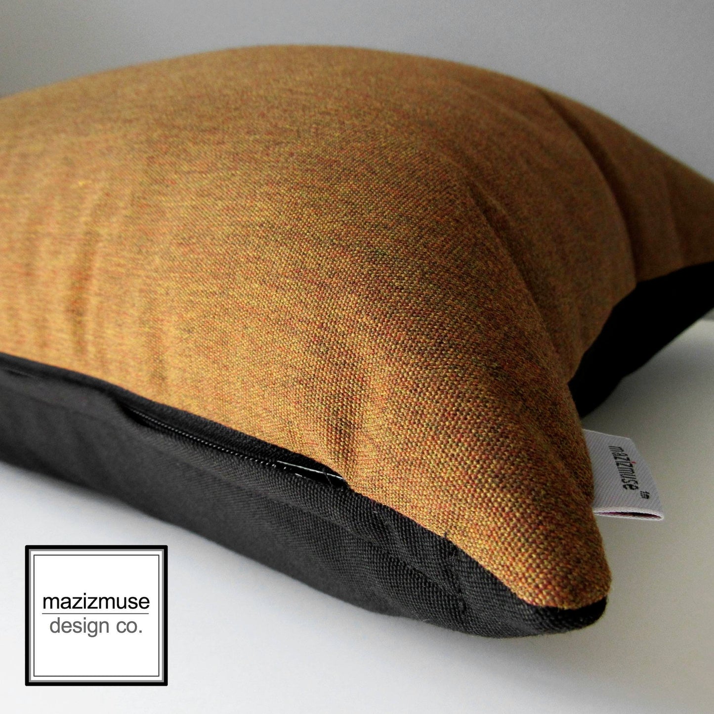 Modern Black & Teak Sunbrella® Outdoor Pillow Cover, Colorblock Cushion Cover