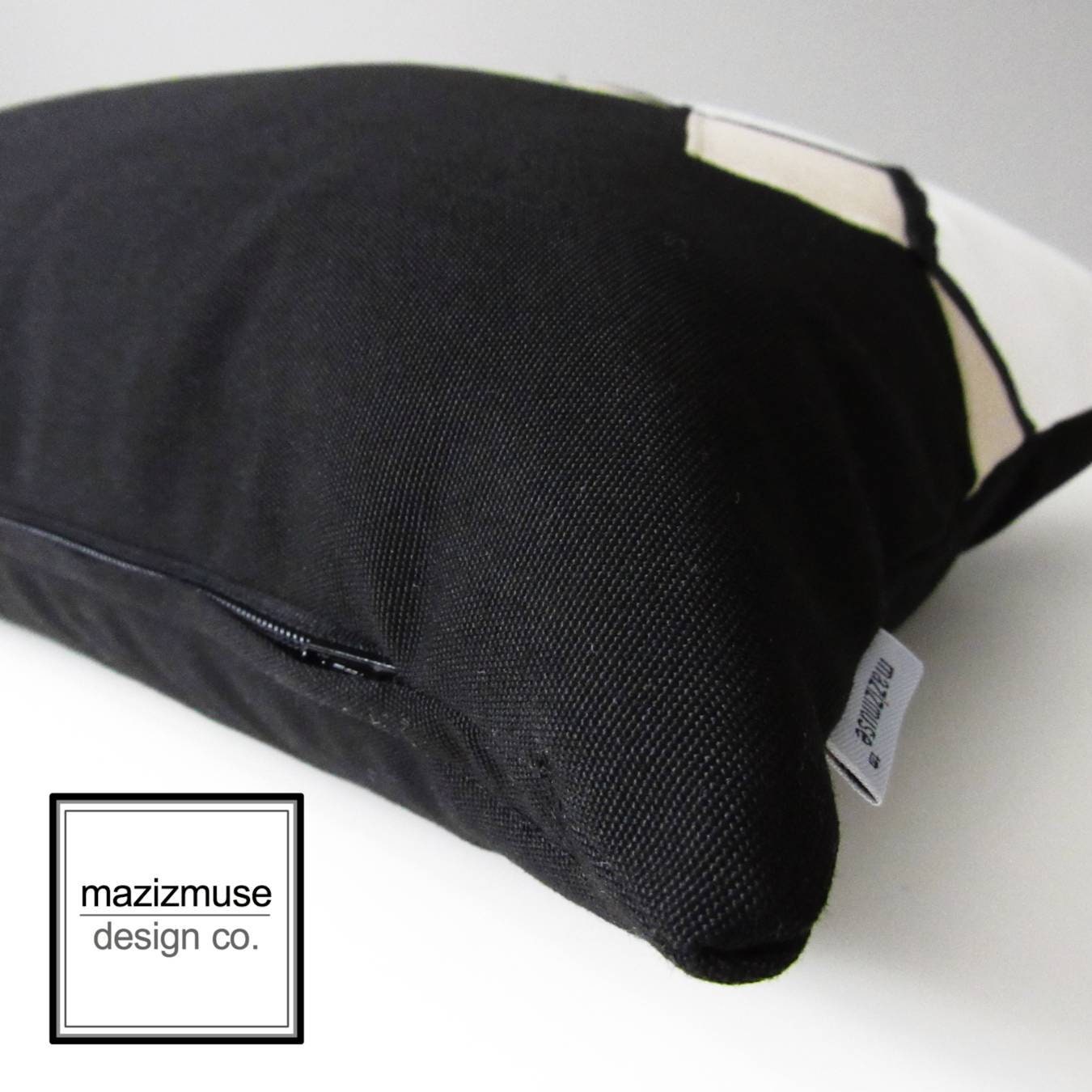 Modern Outdoor Pillow Cover, Geometric Green & Black Sunbrella Cushion Cover
